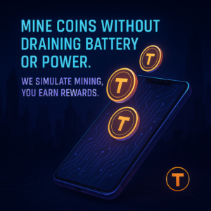 User mining Tej Coins on a smartphone using the Tej Network app – simple and secure mobile crypto mining interface